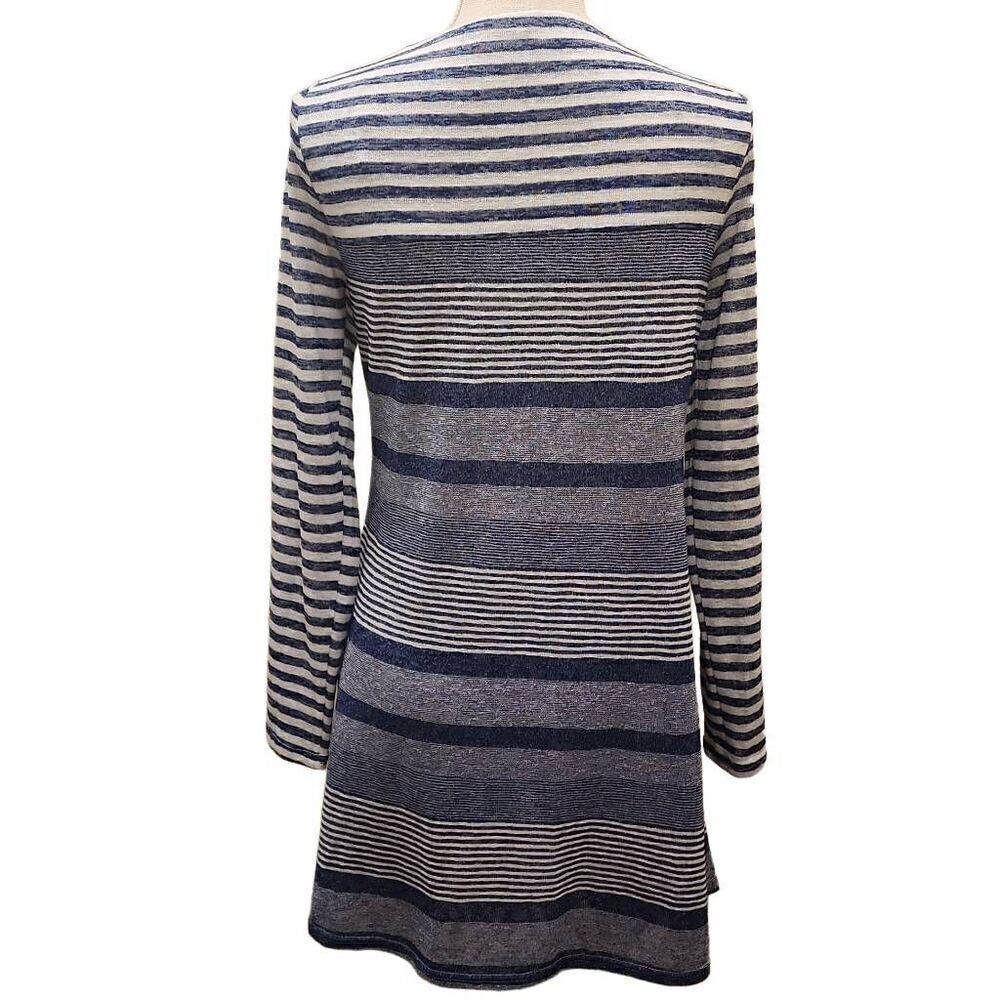 Michael Tyler Flyaway Abstract Cardigan Women's Size Small Slant Pockets Stripes - Picture 2 of 8